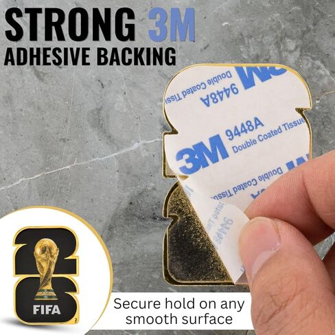 Officially Authorized FIFA World Cup 2026 3D Metal Emblem –Premium Car Decal Badge – Weatherproof Adhesive Sticker-Easy Installation on Auto, Truck, Cooler & Tool Chest – Authentic Tournament Souvenir in Kuwait