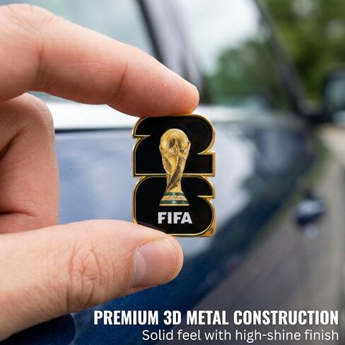 Officially Authorized FIFA World Cup 2026 3D Metal Emblem –Premium Car Decal Badge – Weatherproof Adhesive Sticker-Easy Installation on Auto, Truck, Cooler & Tool Chest – Authentic Tournament Souvenir in Kuwait