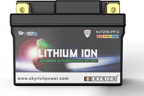 Skyrich HJTZ5S-FP-C بطارية ليثيوم LiFePO4 للدراجات النارية، 12 فولت 2 أمبير 120 أمبير، بطارية متوافقة مع KTM TRIUMPH، 79111053000، T2504269، T2502919، جزء OEM الأصلي، EUDURO، Motocross، Freeride، الطرق الوعرة، Powersports in Kuwait