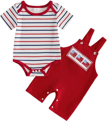 Newborn Baby Boy Fall Winter Clothes Striped Long Sleeve Romper Overall Pants Hat 3Pcs Set Cute Coming Home Outfit in Saudi Arabia