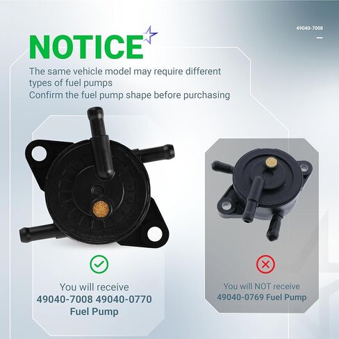 BlueStars 49040-7008 49040-0770 MIU12470 Fuel Pump - Compatible with Kawasaki FS FR FX Series Engines FS481V FS541V FS600V FS651V FS691V FS730V FR541V FR600V FR651V FR691V FR730V Fuel Filter Clamps in Kuwait