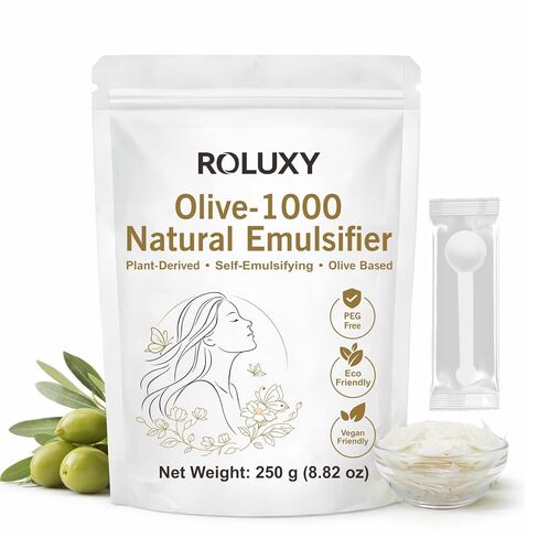ROLUXY Olive-1000 Natural Emulsifier | 100% Pure Olive-Derived Oil-in-Water Emulsifying Wax 120g (4.23oz) | PEG-Free, Self-Emulsifying for DIY Skincare & Haircare, Cetearyl Olivate & Sorbitan Olivate in Kuwait