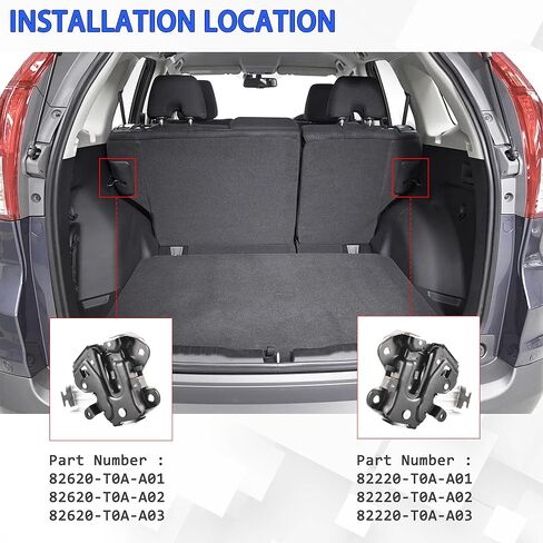 مجموعة مشغل القفل الخلفي للمقعد الخلفي متوافقة مع 2012-2017 Honda CR-V للسائق الأيسر وجانب الركاب الأيمن، استبدل OEM 82620-T0A-A03، 82220-T0A-A02، قطعتان in Kuwait