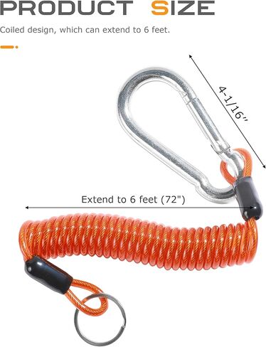 SCUARI 6FT Trailer Breakaway Cable,Car Accessories Trailer Brake Away Cable,Emergency Safety Cables Strap,Heavy Duty Stainless Steel Spring Towing Coil for RV Camper Brake and Emergency Towing in Kuwait