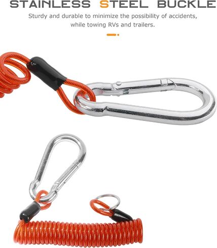 SCUARI 6FT Trailer Breakaway Cable,Car Accessories Trailer Brake Away Cable,Emergency Safety Cables Strap,Heavy Duty Stainless Steel Spring Towing Coil for RV Camper Brake and Emergency Towing in Kuwait