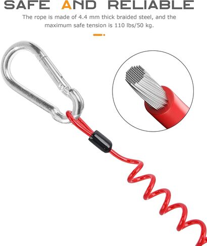 SCUARI 6FT Trailer Breakaway Cable,Car Accessories Trailer Brake Away Cable,Emergency Safety Cables Strap,Heavy Duty Stainless Steel Spring Towing Coil for RV Camper Brake and Emergency Towing in Kuwait