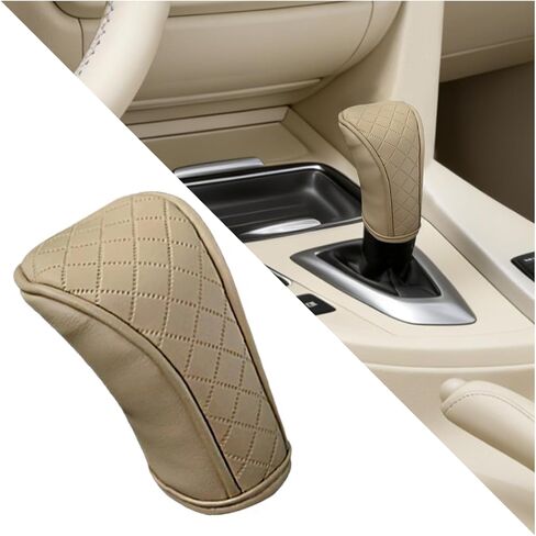 Car Gear Shift Cover, Soft Leather Anti-Slip Vehicle Gear Shifter Stick Protector Decor, Breathable Automotive Stick Shift Lever Protection Cover, Universal for Most Vehicles (Black Red) in Kuwait