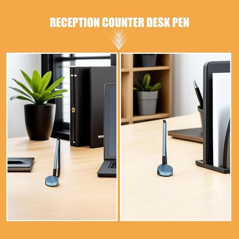 8pcs Black Counter Desk Secure Pens with Base and Chain, Comfortable Writing Signature Pens for Office, Bank, Reception, Guest Book Signing Supplies in Kuwait