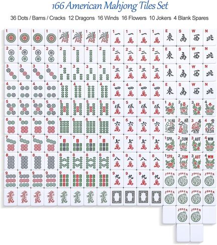Mahjong Set Complete with Blue Carrying Bag, 166 White Mahjong Tiles（1.2"）, 4 All-in-One Colorful Mahjong Racks with Pushers, Majiang Tile Set in Saudi Arabia