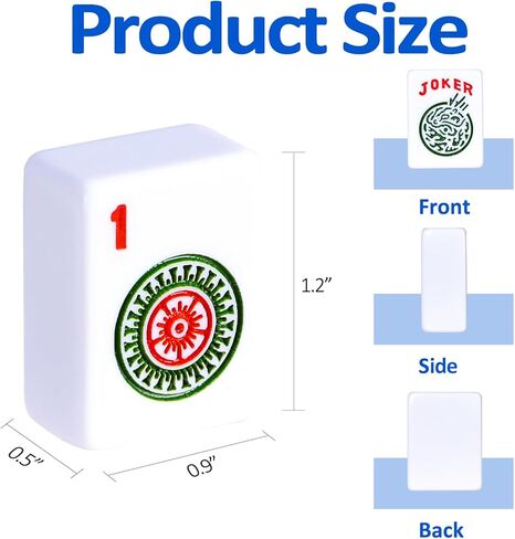 Mahjong Set Complete with Blue Carrying Bag, 166 White Mahjong Tiles（1.2"）, 4 All-in-One Colorful Mahjong Racks with Pushers, Majiang Tile Set in Saudi Arabia