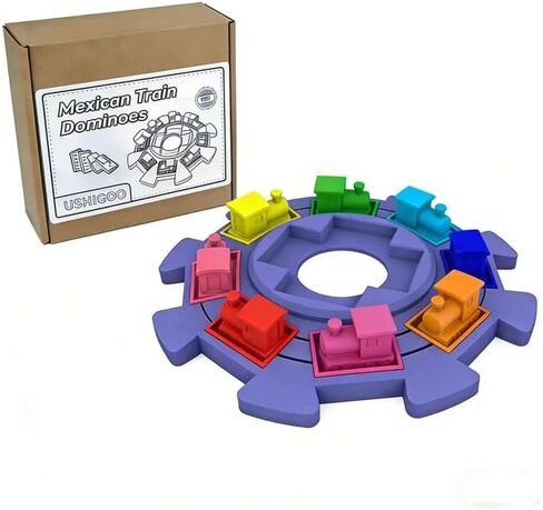 Mexican Train Dominoes Hub with 8 Train Markers, Domino Centerpiece for Mexican Train Game, Multiplayer Tabletop Game Night Accessory for Family & Party in Saudi Arabia