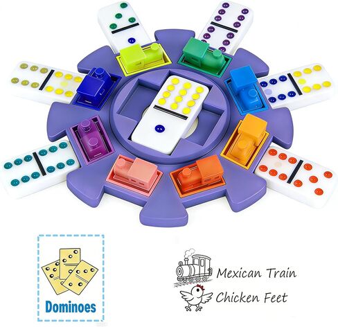 Mexican Train Dominoes Hub with 8 Train Markers, Domino Centerpiece for Mexican Train Game, Multiplayer Tabletop Game Night Accessory for Family & Party in Saudi Arabia