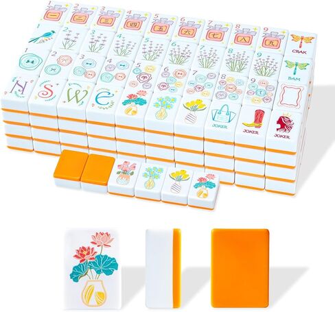 American Mahjong Tile Set, 160 Orange Engraved Melamine Mahjong Tiles with Mahjong Tile Bag and Mahjong Accessories in Saudi Arabia