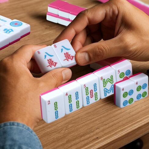 Pink American Mahjong Tile Set 166 1.2-inch American Mahjong Game Set(Pink) in Kuwait