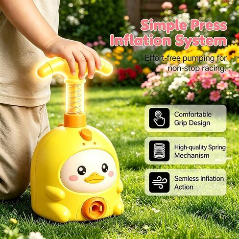 Animal Air Powered Balloon Car Toy,2-in-1 Races on Ground & Flies in Air, Party Favors & Birthday Gift, Easy Manual BalloonPump,DIY Physics Learning for Party Fun (Yellow) in Kuwait