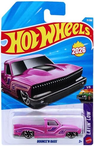 Hot Wheels Bounce 'N Bass [وردي] Layin' Low 1/5، 17/250 - جديد لعام 2026! - لعبة سيارة مصبوبة بمقياس 1:64 in Kuwait
