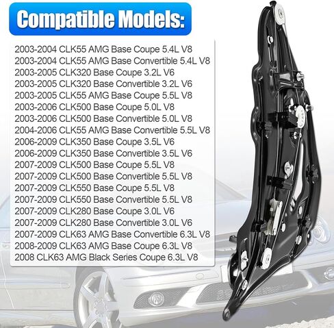 Rear Right Passenger Side Window Regulator Fits for Mercedes CLK W209 CLK320 CLK500 CLK350 CLK55 CLK63 AMG 2003-2009 A2096700203 2096700203 in Kuwait