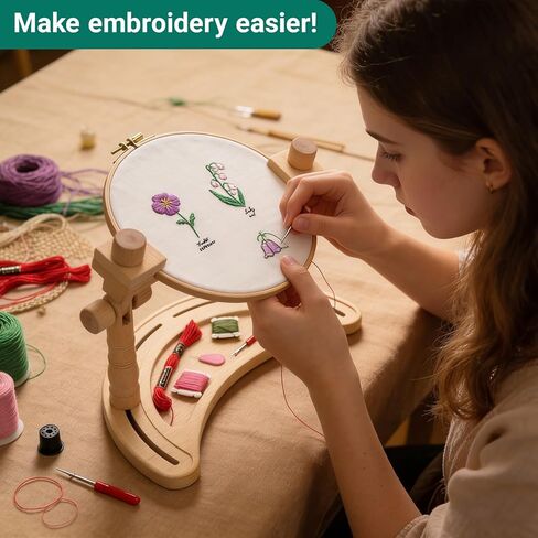 Airo Beech Wood Embroidery Hoop Stand,Rotatable, Tool-Free Installation, for Cross Stitch , Embroidery, Sewing Needlework in Saudi Arabia