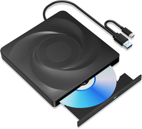 Wbacon Portable DVD Player For Laptop CD Burner For Laptop, External CD/DVD Drive for Laptop CD ROM External DVD Drive for Laptop USB3.0＆Type-C, Compatible with Laptop PC Windows 11/10//7 Linux Mac OS in Saudi Arabia