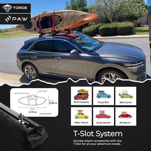 Fits BMW 5 Series Touring/Wagon Roof Rack Cross Bars – F11, G31, G61 with Flush Roof Rails, 330 lbs Capacity, Aluminum, Lockable, No-Drill (Silver, F11 (2010–2017)) in Kuwait