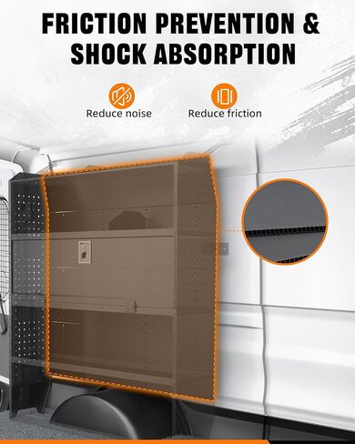 MELIPRON Cargo Van Shelves with Lockable Door Kits Fit for Transit, Promaster, Chevy Express, Sprinter Mid/High Roof, Adjustable Heavy‑Duty Steel Van Shelving with Hooks, 52''W x 60''H x 13''D in Kuwait