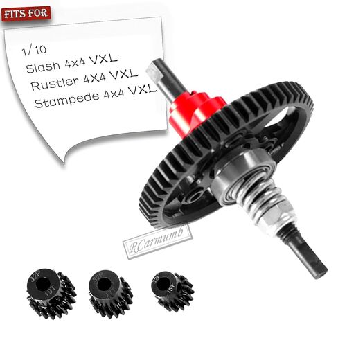 جزء ترقيات تروس إزالة القابض من الفولاذ الصلب لـ 1/10 Slash 4X4/VXL Stampede 4X4/VXL Rustler 4X4/VXL، 54T Spur Gear مع مجموعة تروس تروس (15T 17T 19T)، #6878، أحمر in Kuwait