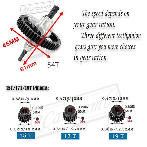 جزء ترقيات تروس إزالة القابض من الفولاذ الصلب لـ 1/10 Slash 4X4/VXL Stampede 4X4/VXL Rustler 4X4/VXL، 54T Spur Gear مع مجموعة تروس تروس (15T 17T 19T)، #6878، أحمر in Kuwait