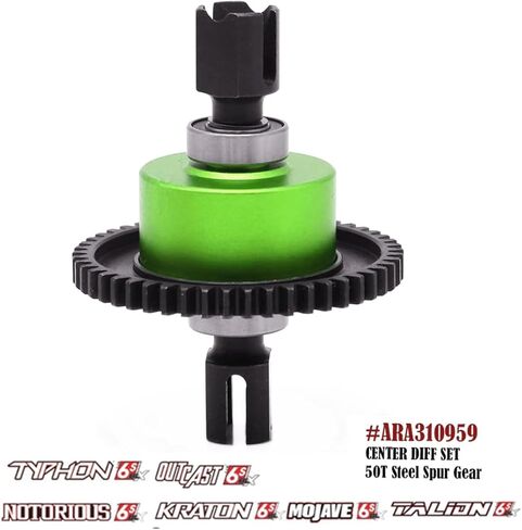 ARA310959 Center Diff 50T Spur Gear Set Upgrades Part for Arrma 6S 1/7 Mojave 1/8 Kraton Typhon Outcast Talion Notorious (Green in Kuwait