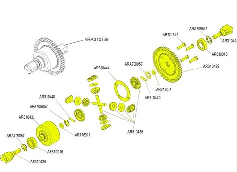 ARA310959 Center Diff 50T Spur Gear Set Upgrades Part for Arrma 6S 1/7 Mojave 1/8 Kraton Typhon Outcast Talion Notorious (Green in Kuwait