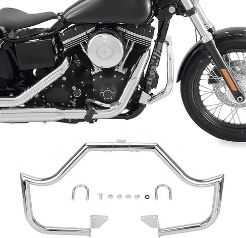 Motorcycle Highway Bar Engine Guard Crash Bar for Harley Davidson Dyna Street Bob/Low Rider/Wide Glide/Fat Bob/Super Glide Custom/Switchback 2006-2017 (Black) in Saudi Arabia