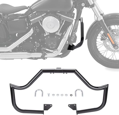 Motorcycle Highway Bar Engine Guard Crash Bar for Harley Davidson Dyna Street Bob/Low Rider/Wide Glide/Fat Bob/Super Glide Custom/Switchback 2006-2017 (Black) in Saudi Arabia
