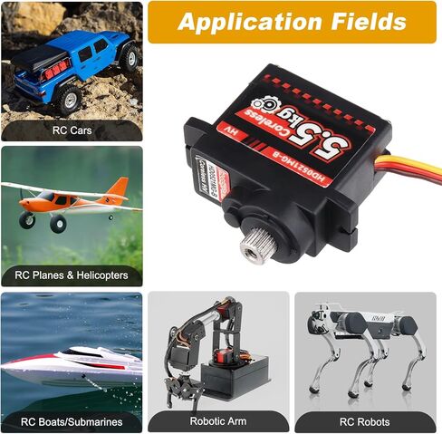 HobbyPark Micro Servo Coreless Motor Metal Gears Mini Servos لطائرة RC، طائرة شراعية، روبوتية، سيارات RC، عزم دوران عالي 5.5 كجم رقمي مع أذرع من الألومنيوم in Kuwait