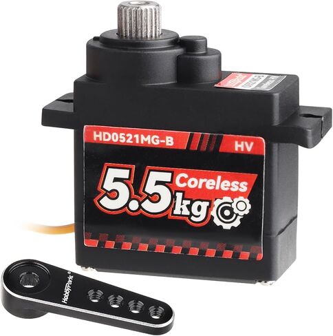 HobbyPark Micro Servo Coreless Motor Metal Gears Mini Servos لطائرة RC، طائرة شراعية، روبوتية، سيارات RC، عزم دوران عالي 5.5 كجم رقمي مع أذرع من الألومنيوم in Kuwait
