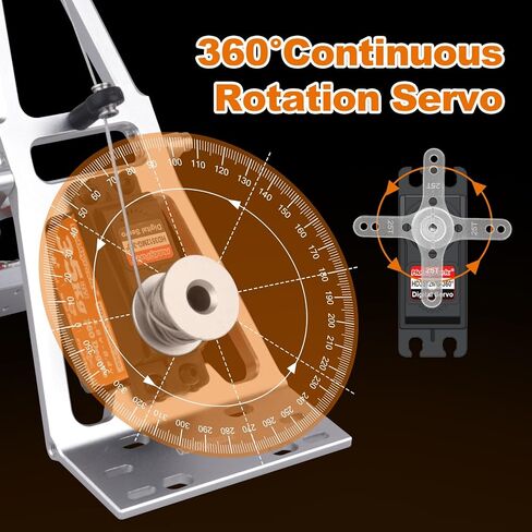 Hobbypark 35kg 360 Degrees Continuous Rotation Servo for Robot Projects, RC Crawler Winch Standard Size High Torque Metal Gears High Voltage 5-8.4V Programmable in Kuwait