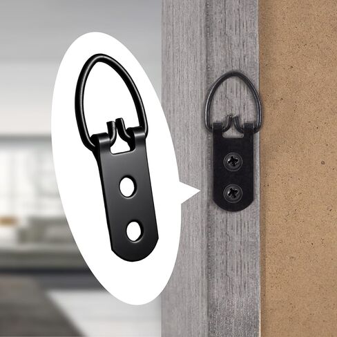 10PCS Heavy Duty D Ring Picture Hangers, 2 Holes Extra Large Strap Hanger with 20pcs Screws, Metal Picture Hang Solutions for Mirrors, Picture Frame, Paintings- Black in Saudi Arabia