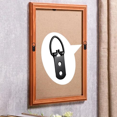 10PCS Heavy Duty D Ring Picture Hangers, 2 Holes Extra Large Strap Hanger with 20pcs Screws, Metal Picture Hang Solutions for Mirrors, Picture Frame, Paintings- Black in Saudi Arabia