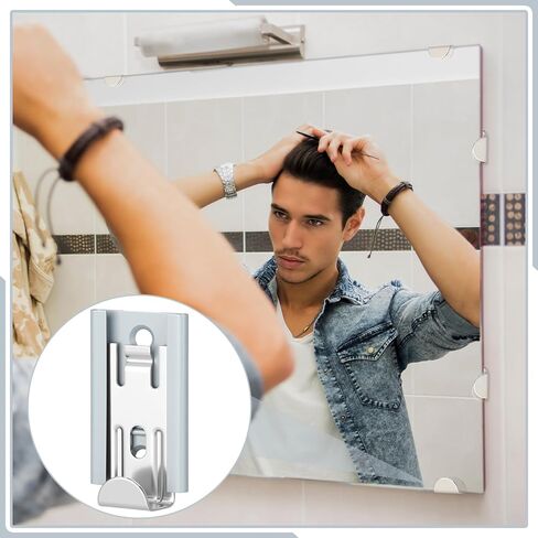 Duraaamo 8 Pack 8 Pack Nickel Plated Adjustable Mirror Clip Set for Wall Mounting Frameless Mirror Suitable for 1/4-inch Flat Edge Seamed Beveled Edge Models in Saudi Arabia