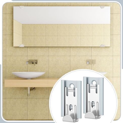 Duraaamo 8 Pack 8 Pack Nickel Plated Adjustable Mirror Clip Set for Wall Mounting Frameless Mirror Suitable for 1/4-inch Flat Edge Seamed Beveled Edge Models in Saudi Arabia