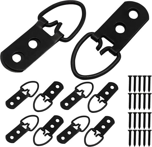 10PCS Heavy Duty D-Ring Picture Hangers,Extra Large Strap Hanger Screws Kit 2 Holes Hanging Hardware,Hanging Accessories for Picture Photo Frame(Black) in Saudi Arabia