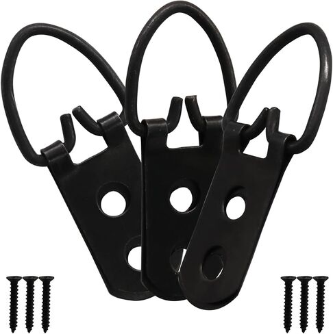 10PCS Heavy Duty D-Ring Picture Hangers,Extra Large Strap Hanger Screws Kit 2 Holes Hanging Hardware,Hanging Accessories for Picture Photo Frame(Black) in Saudi Arabia
