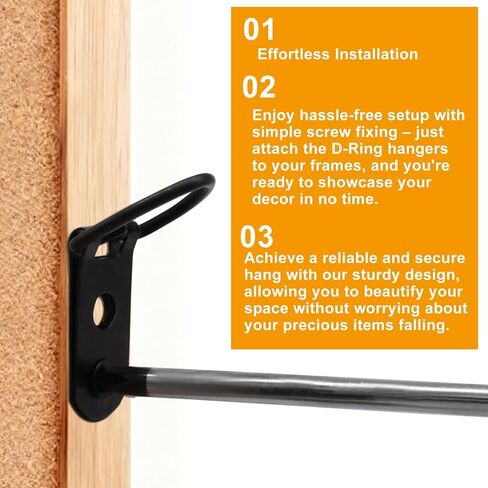 10PCS Heavy Duty D-Ring Picture Hangers,Extra Large Strap Hanger Screws Kit 2 Holes Hanging Hardware,Hanging Accessories for Picture Photo Frame(Black) in Saudi Arabia