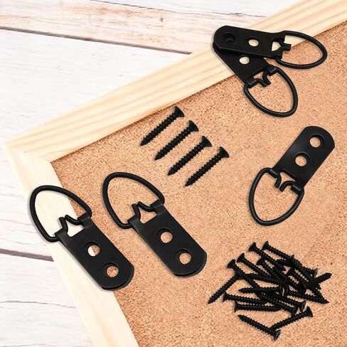 10PCS Heavy Duty D-Ring Picture Hangers,Extra Large Strap Hanger Screws Kit 2 Holes Hanging Hardware,Hanging Accessories for Picture Photo Frame(Black) in Saudi Arabia