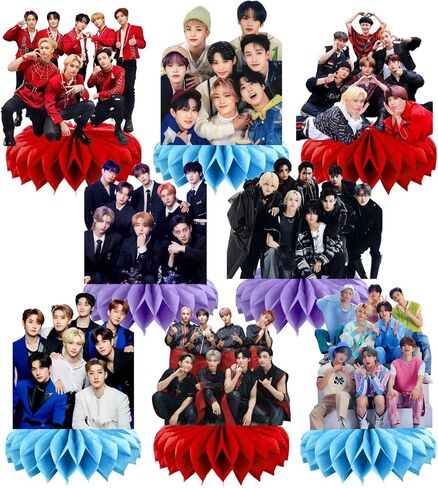 8Pcs Stray Kids Honeycomb Table Centerpiece Stray Kids Birthday Party Supplies Table Decorations for Kids Party Decorations in Saudi Arabia