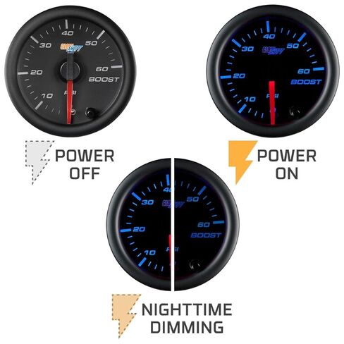 مجموعة أدوات قياس 4 قياسات لشاحنة ديزل 7 ألوان سوداء من GlowShift - تعزيز 60 رطل لكل بوصة مربعة - 1500 فهرنهايت درجة حرارة غاز العادم EGT - درجة حرارة ناقل الحركة - ضغط الوقود 100 رطل لكل بوصة مربعة - قرص أسود - عدسة شفافة - 2-1/16 بوصة 52 مم in Kuwait