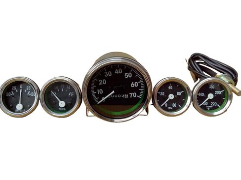 Gauges Set fits Willys CJ GPW Ford Jeeps Speedometer Temp Oil Amp Fuel Gauge Black Chrome Bezel 70 mph in Kuwait