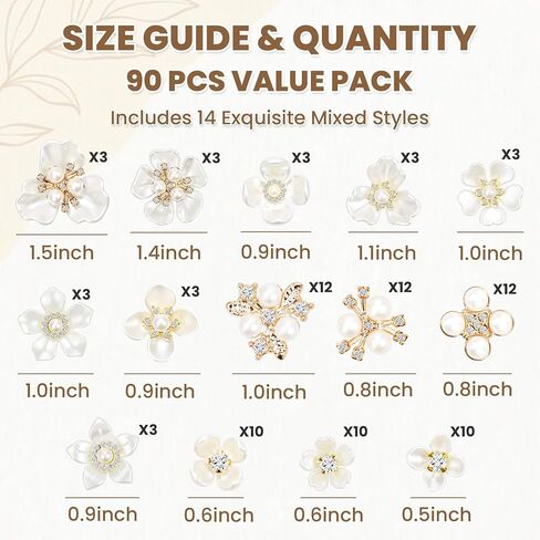 90Pcs Rhinestone Faux Pearl Buttons, Flat Back Pearls for Crafting, Fancy Decorative Buttons for Clothes, Embellishments for Crafts, Jewelry Making, DIY Wedding Decor, Crafting Supplies in Saudi Arabia