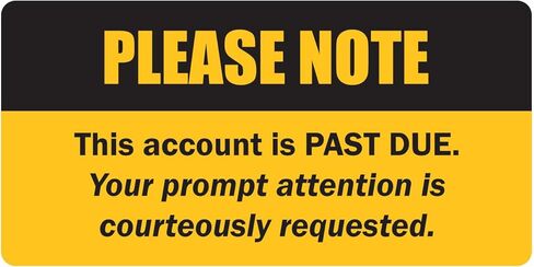 Account Past Due Stickers - 2 x 1 Inch Bright Yellow & Black Billing and Collection Reminder Stickers Overdue Sticker for Billing Statements AR Accounting Invoicing Sticker - 300 Labels/Pack in Kuwait