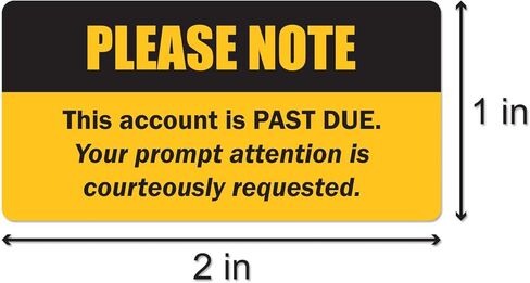 Account Past Due Stickers - 2 x 1 Inch Bright Yellow & Black Billing and Collection Reminder Stickers Overdue Sticker for Billing Statements AR Accounting Invoicing Sticker - 300 Labels/Pack in Kuwait