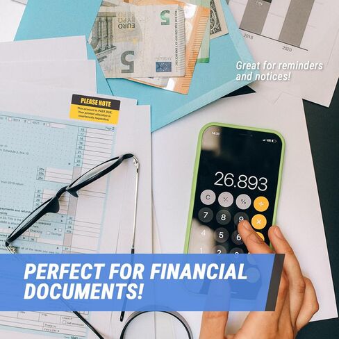 Account Past Due Stickers - 2 x 1 Inch Bright Yellow & Black Billing and Collection Reminder Stickers Overdue Sticker for Billing Statements AR Accounting Invoicing Sticker - 300 Labels/Pack in Kuwait