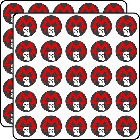Metro Spartan Rangers Gaming Logo Red Lightning Bolts Gas Mask Design 50pcs 1" Vinyl Sticker Pack in Kuwait